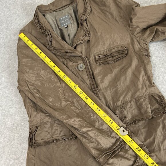 MARC AUREL Blazer Sz 40 Textured Crinkled Brown Button Front Raw Edge Germany - Picture 7 of 8